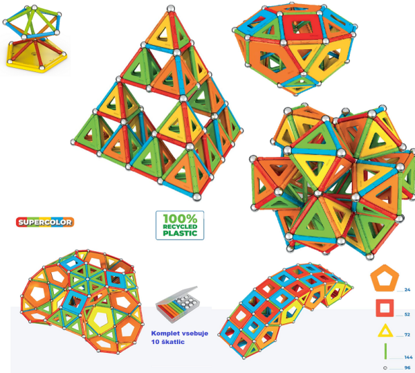 MAGNETNI BARVNI KONSTRUKTOR S PANELI GEOMAG, 388 delov - Image 4